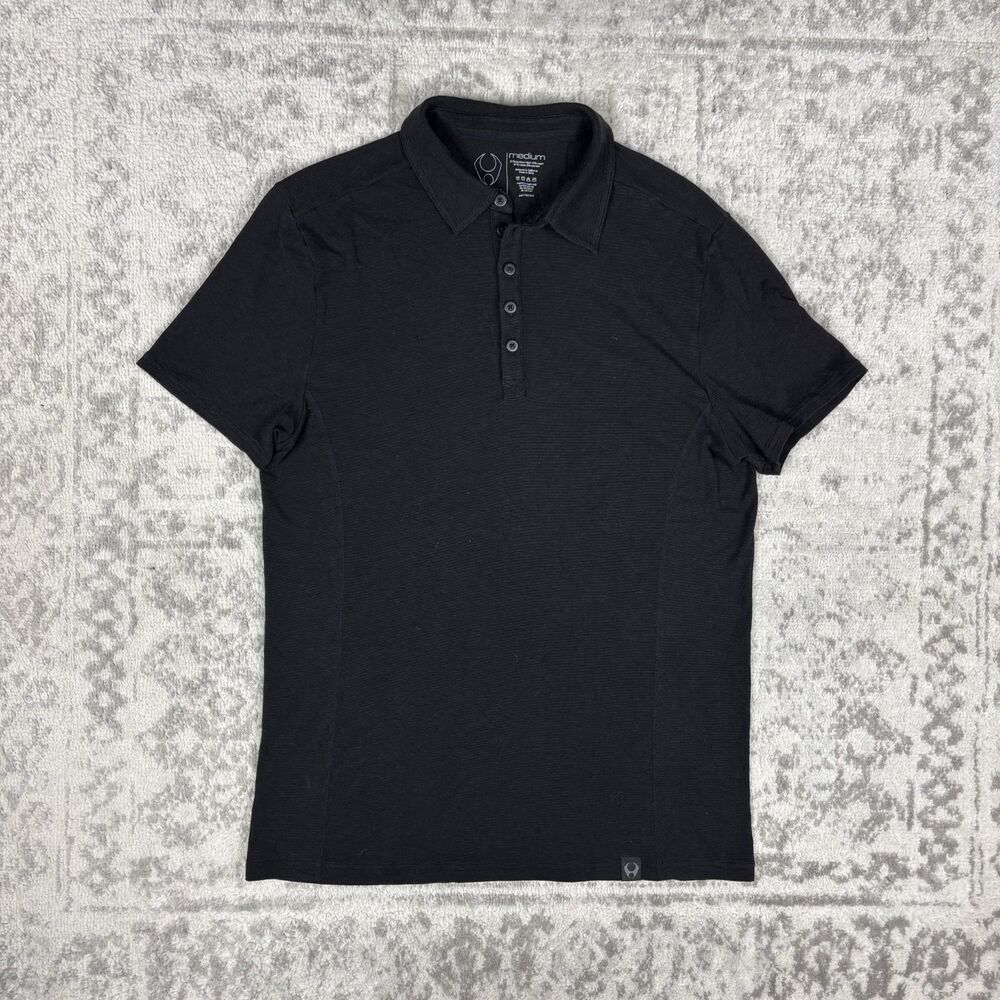 Hylete Polo Shirt Men’s Cotton Stretch S/S Performance Black Polo Size Medium